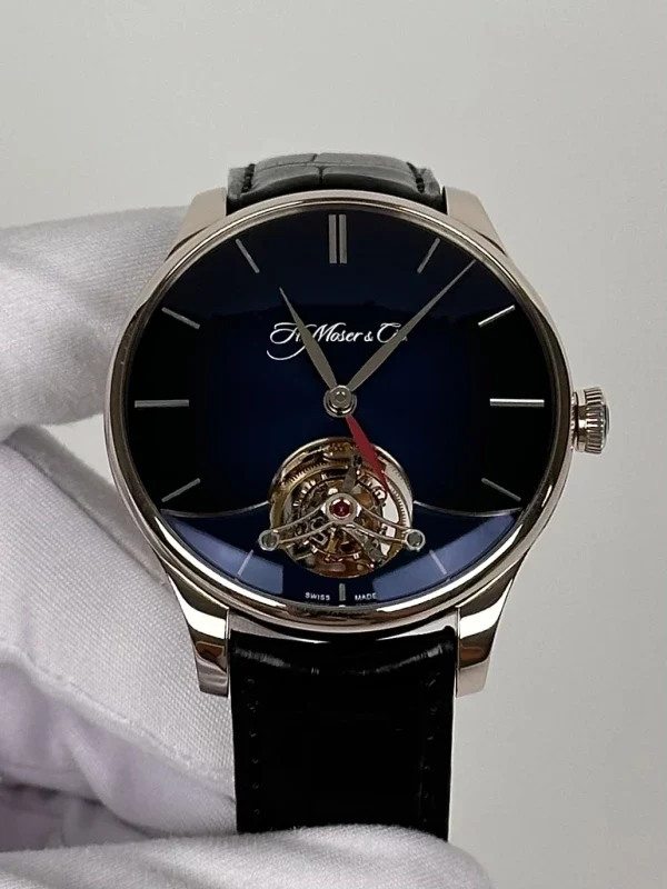 H.Moser & Cie Dual Time Venturer Tourbillon 18K White Gold Men's Watch