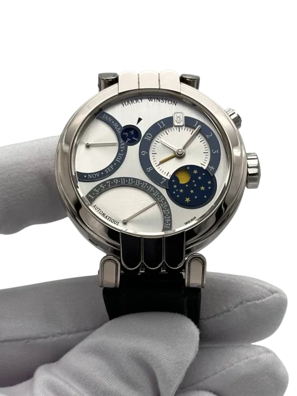 Harry Winston Premier Excenter Bi-Retro Perpetual Calendar 18K White Gold Men's Watch - Image 2