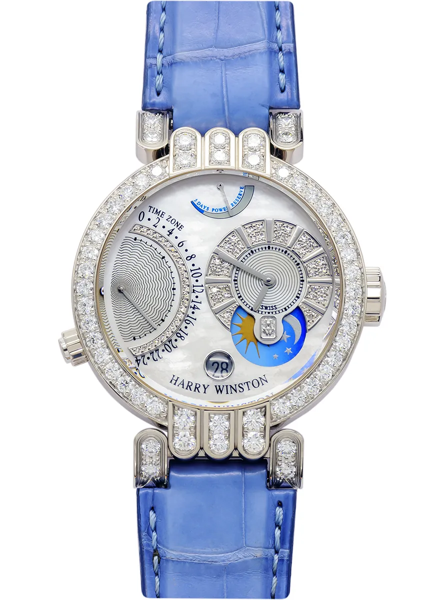 Harry Winston Premier Excenter Timezone 18K White Gold & Diamonds Lady's Watch