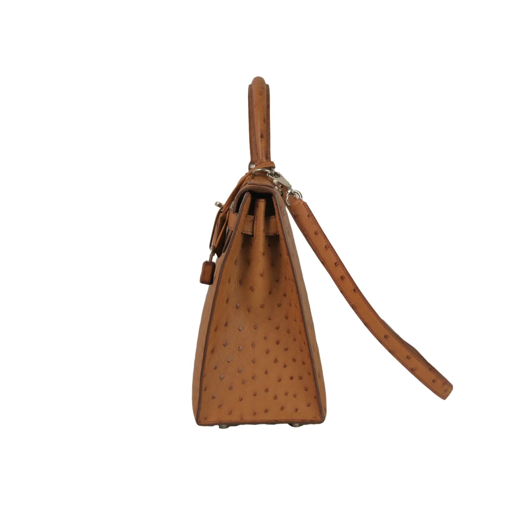 Hermes Kelly 28 Sellier Cognac Ostrich with Palladium Hardware Bag - Image 3