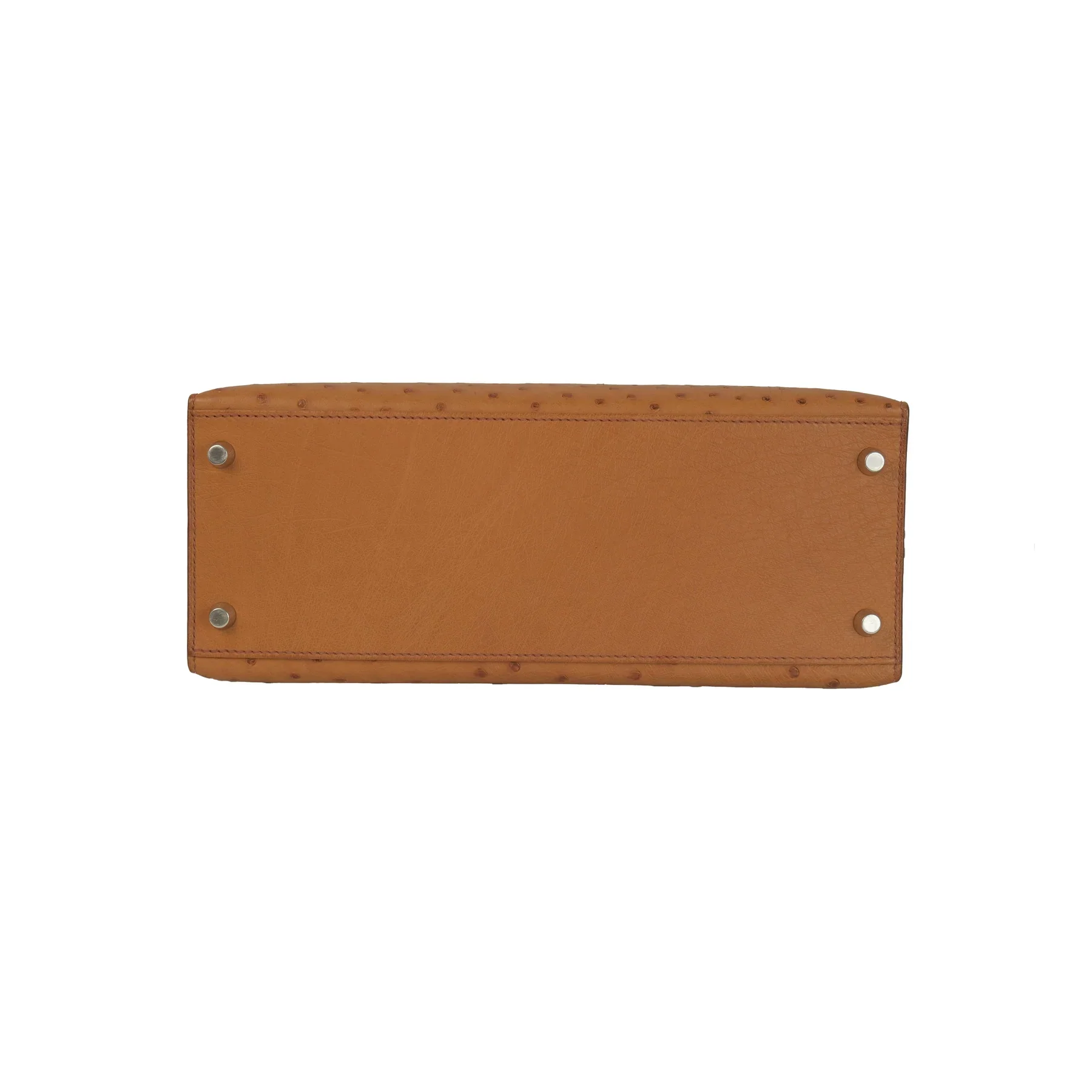 Hermes Kelly 28 Sellier Cognac Ostrich with Palladium Hardware Bag - Image 4