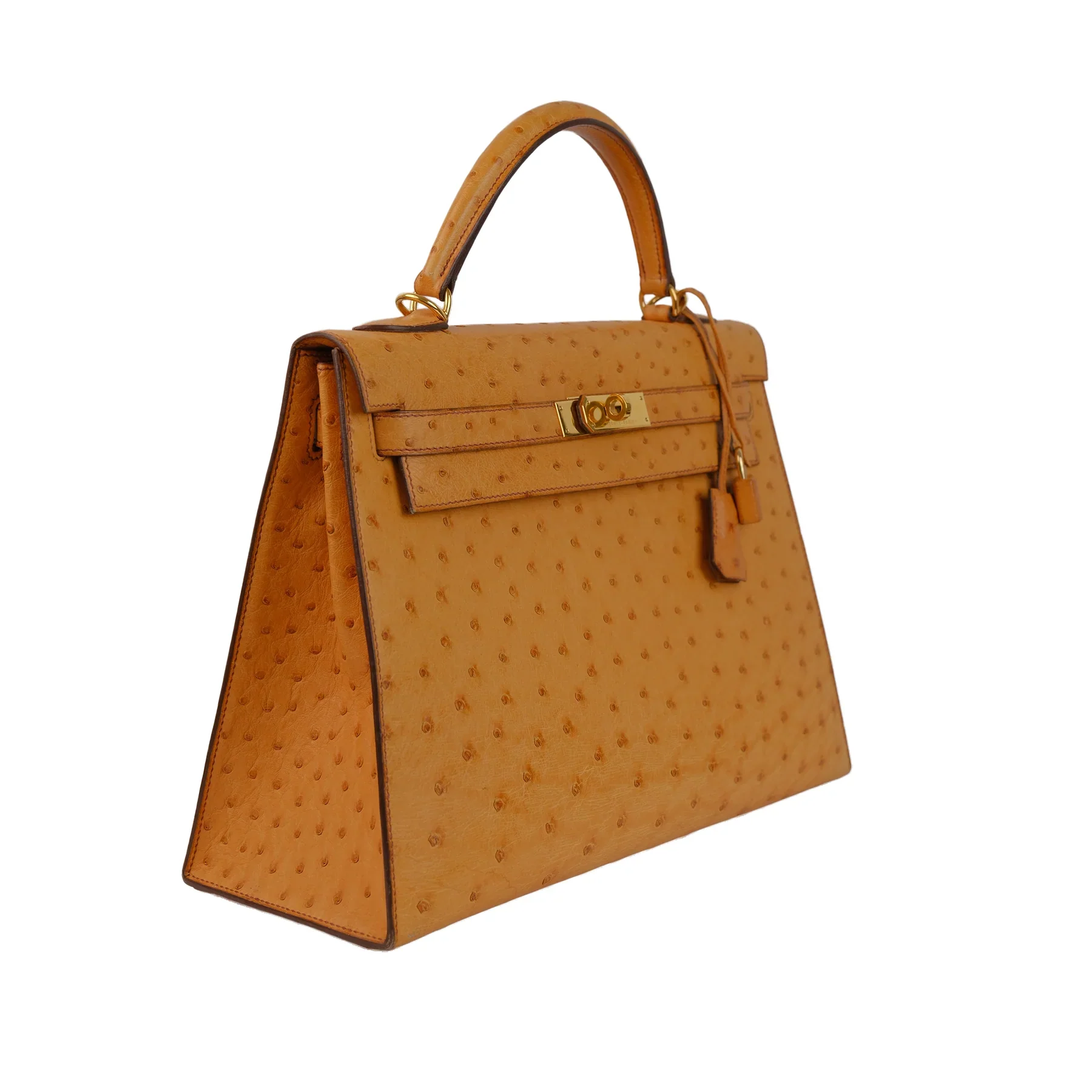 Hermes Kelly 32 Ostrich Kelly Sellier with Gold Hardware Bag - Image 3