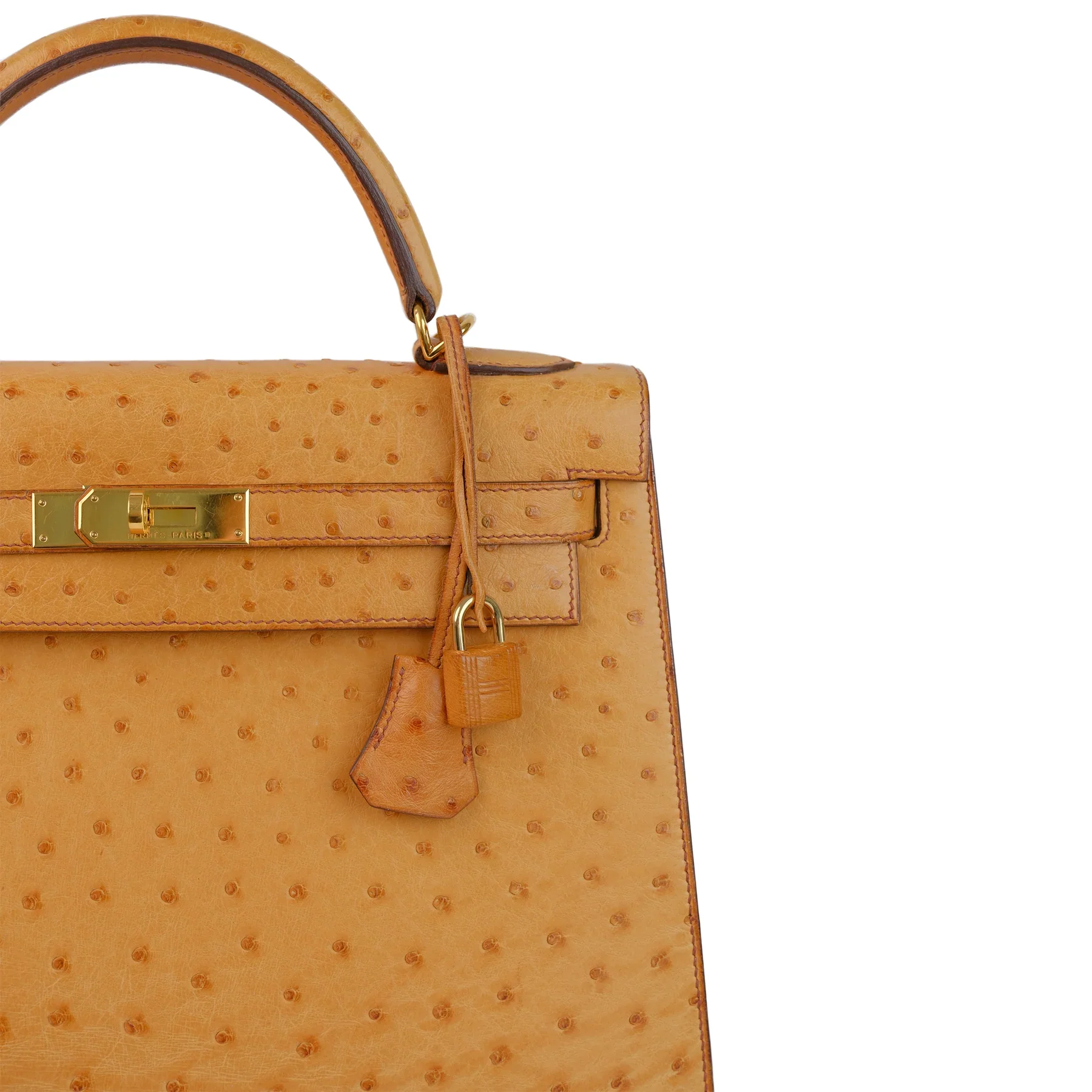 Hermes Kelly 32 Ostrich Kelly Sellier with Gold Hardware Bag - Image 6
