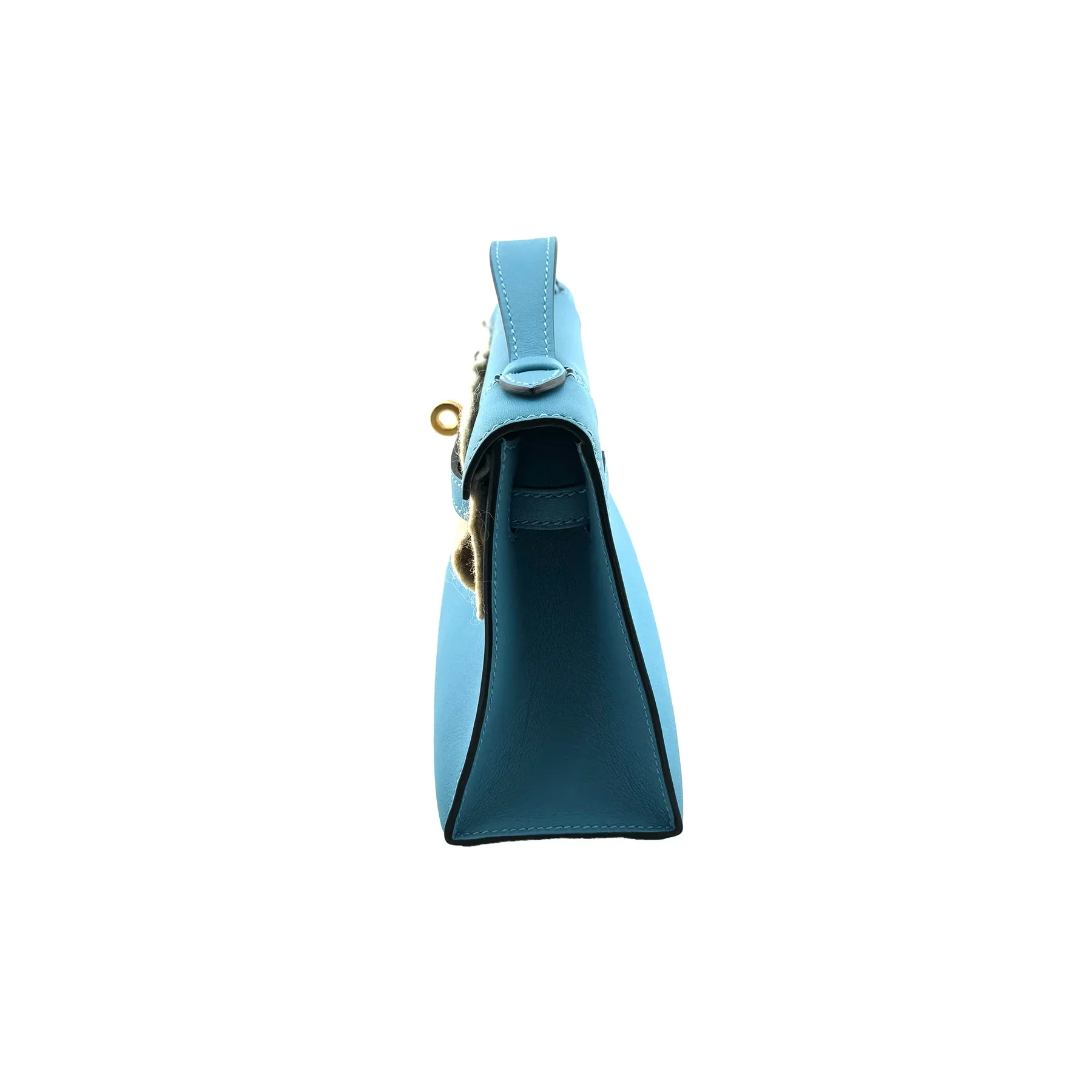 Hermes Kelly Pochette Celeste Swift with Gold Hardware Bag - Image 3