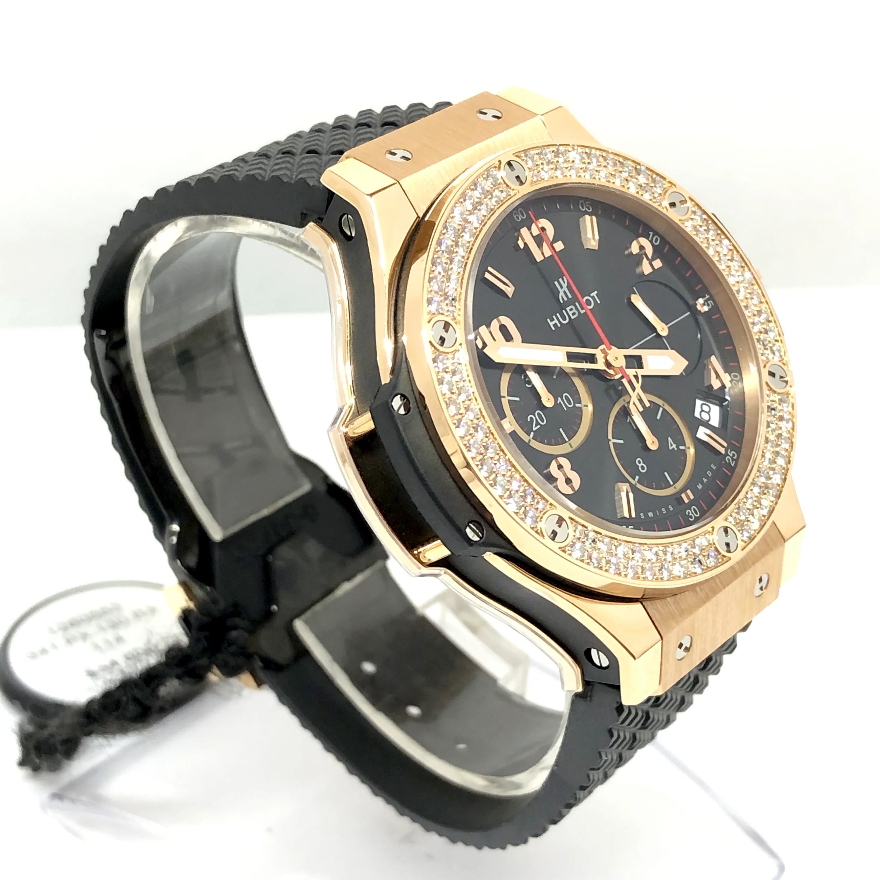 Hublot Big Bang Diamonds 18K Rose Gold Black Rubber Unisex Watch - Image 3