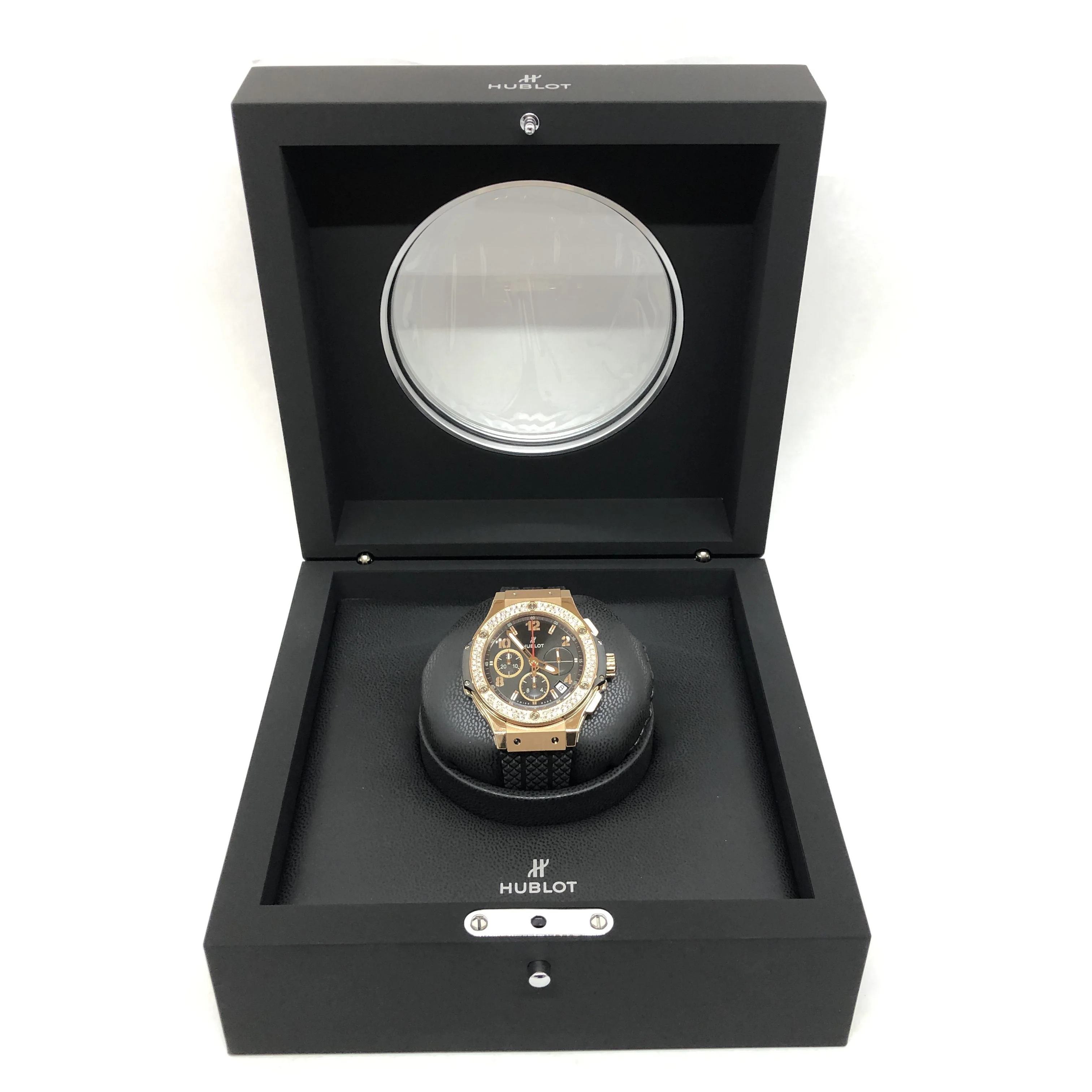 Hublot Big Bang Diamonds 18K Rose Gold Black Rubber Unisex Watch - Image 4
