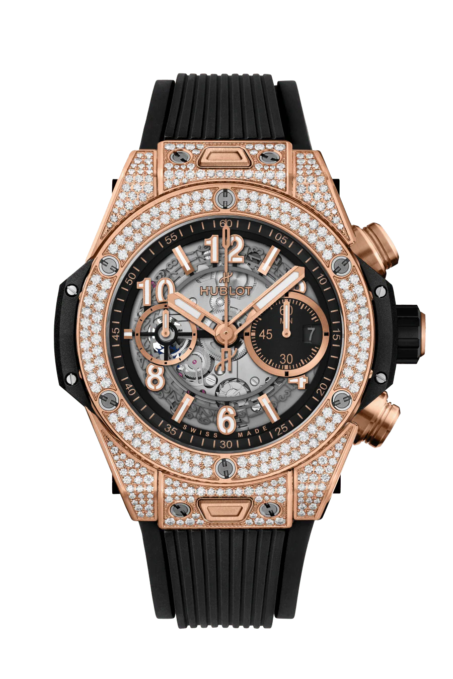 Hublot Big Bang Unico 18K King Gold & Diamonds Pave Men's Watch