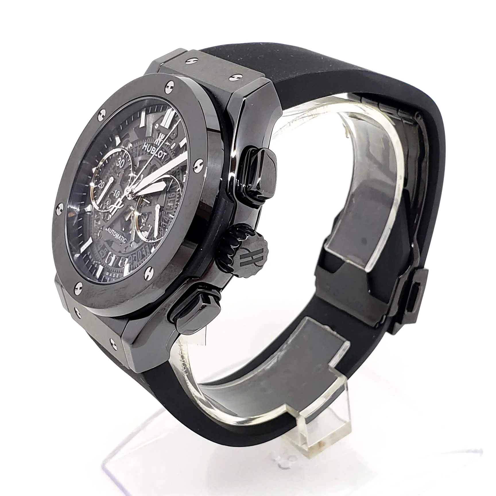 Hublot Classic Fusion Aero Chronograph Black Magic Ceramic Rubber Men's Watch - Image 3