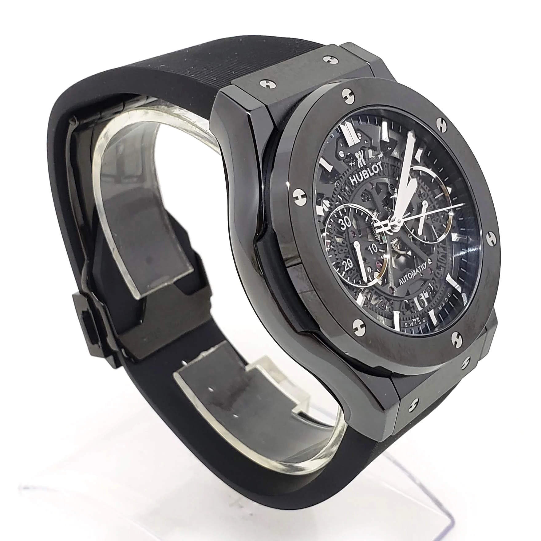Hublot Classic Fusion Aero Chronograph Black Magic Ceramic Rubber Men's Watch - Image 5