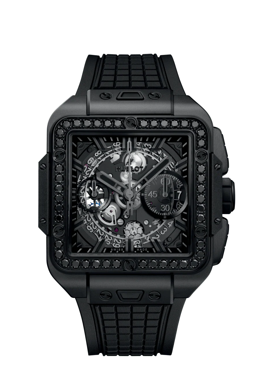 Hublot Square Bang Chronograph Ceramic & Black Diamonds Men's Watch
