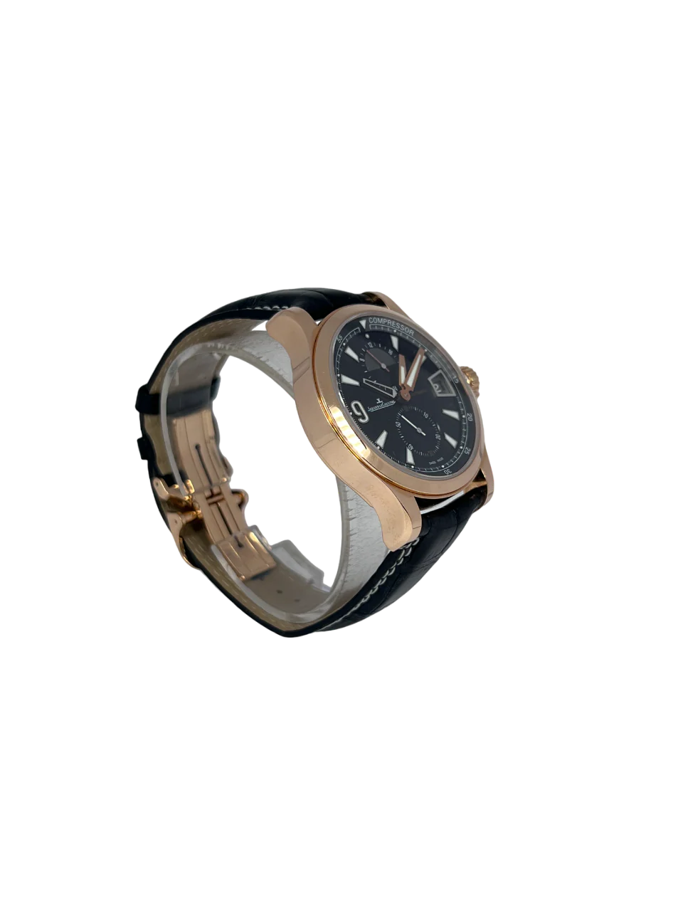 Jaeger LeCoultre Master Compressor Rose Gold Leather Men`s Watch - Image 3