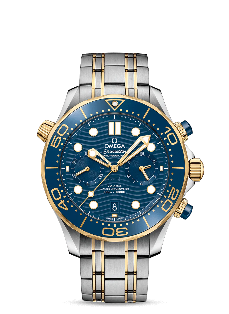 Omega Seamaster Diver Co-Axial Chronometer Chronograph Stainless Steel & 18K Yellow Gold Men's Watch