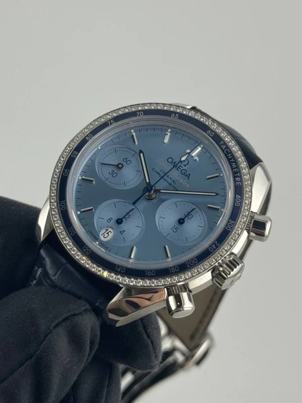 Omega Speedmaster 38 Co-Axial Chronograph Stainless Steel & Diamonds Lady's Watch - Image 3