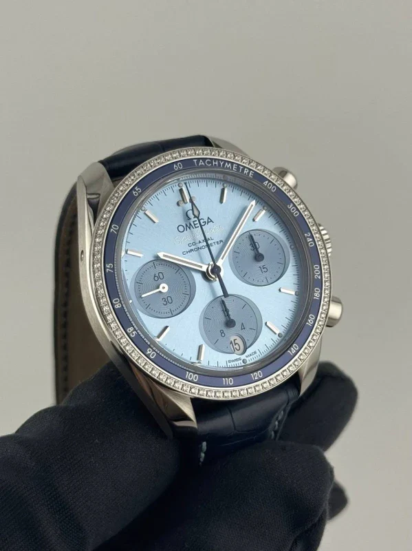 Omega Speedmaster 38 Co-Axial Chronograph Stainless Steel & Diamonds Lady's Watch - Image 5