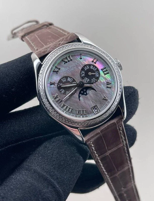 Patek Philippe Complications Annual Calendar 18K White Gold & Diamonds Lady's Watch - Image 3