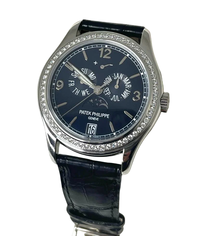 Patek Philippe Complications Annual Calendar Moonphase 18k White Gold & Diamonds Men's Watch - Image 2
