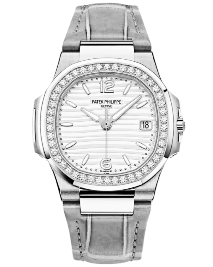 Patek Philippe Nautilus 18K White Gold & Diamonds Lady's Watch