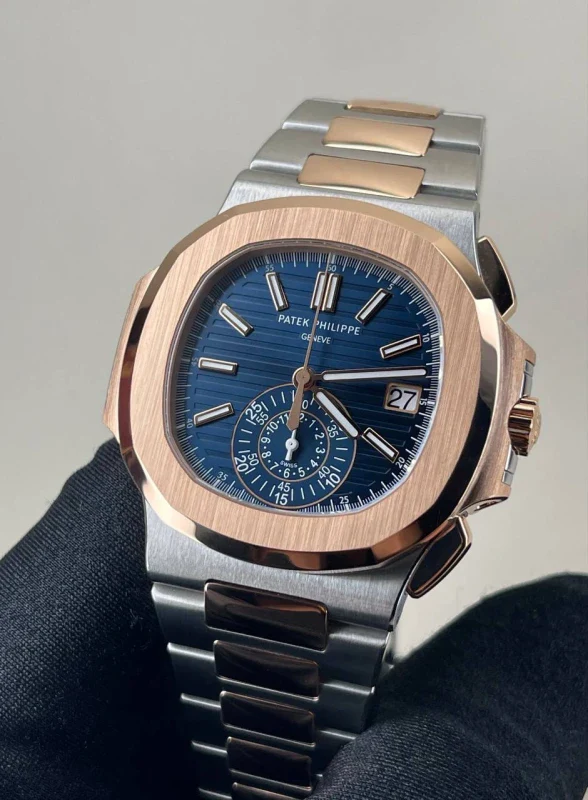 Patek Philippe Nautilus Chronograph 18K Rose Gold & Stainless steel Men's Watch - Image 3