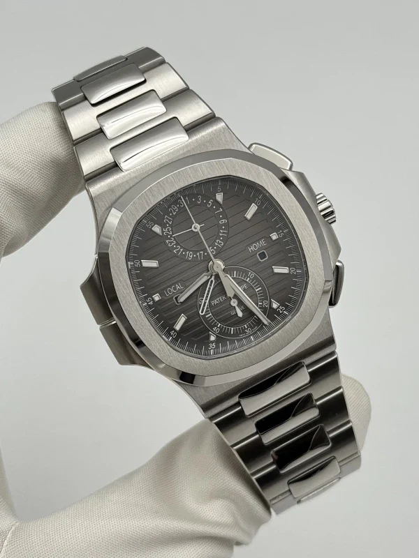 Patek Philippe Nautilus Chronograph Travel Time Stainless Steel Men's Watch - Image 3