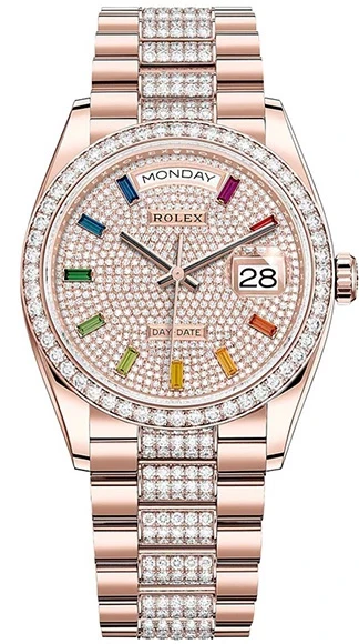Rolex Day-Date 18K Rose Gold & Diamonds & Sapphires Lady's Watch