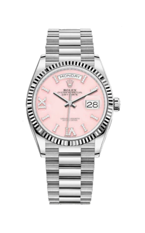 Rolex Day-Date 18K White Gold & Diamonds Lady's Watch