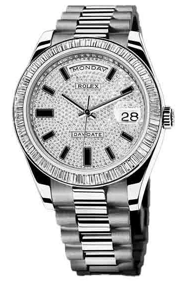 Rolex Day-Date 18K White Gold & Diamonds Men's Watch