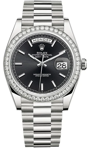 Rolex Day-Date 18K White Gold & Diamonds Men's Watch