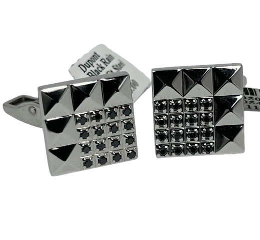 S.T.Dupont Stainless Steel Cufflinks with 32 Diamonds - Image 4