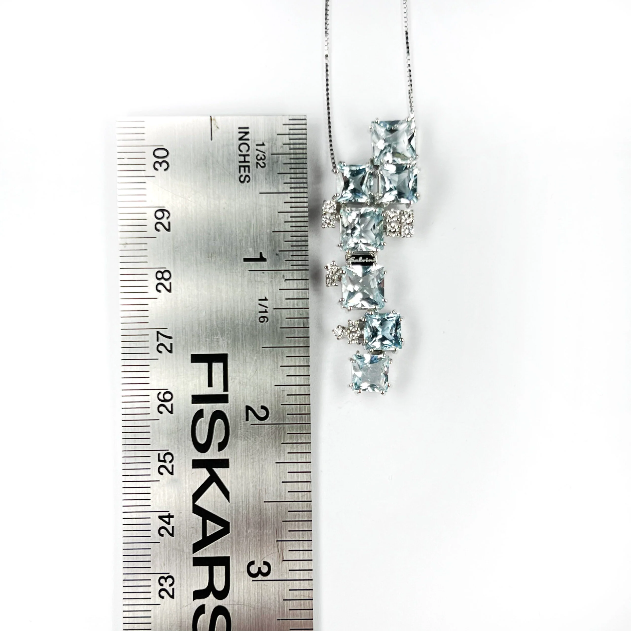 Salvini 18k White Gold Ladies Pendant with Diamonds and Aquamarines - Image 6