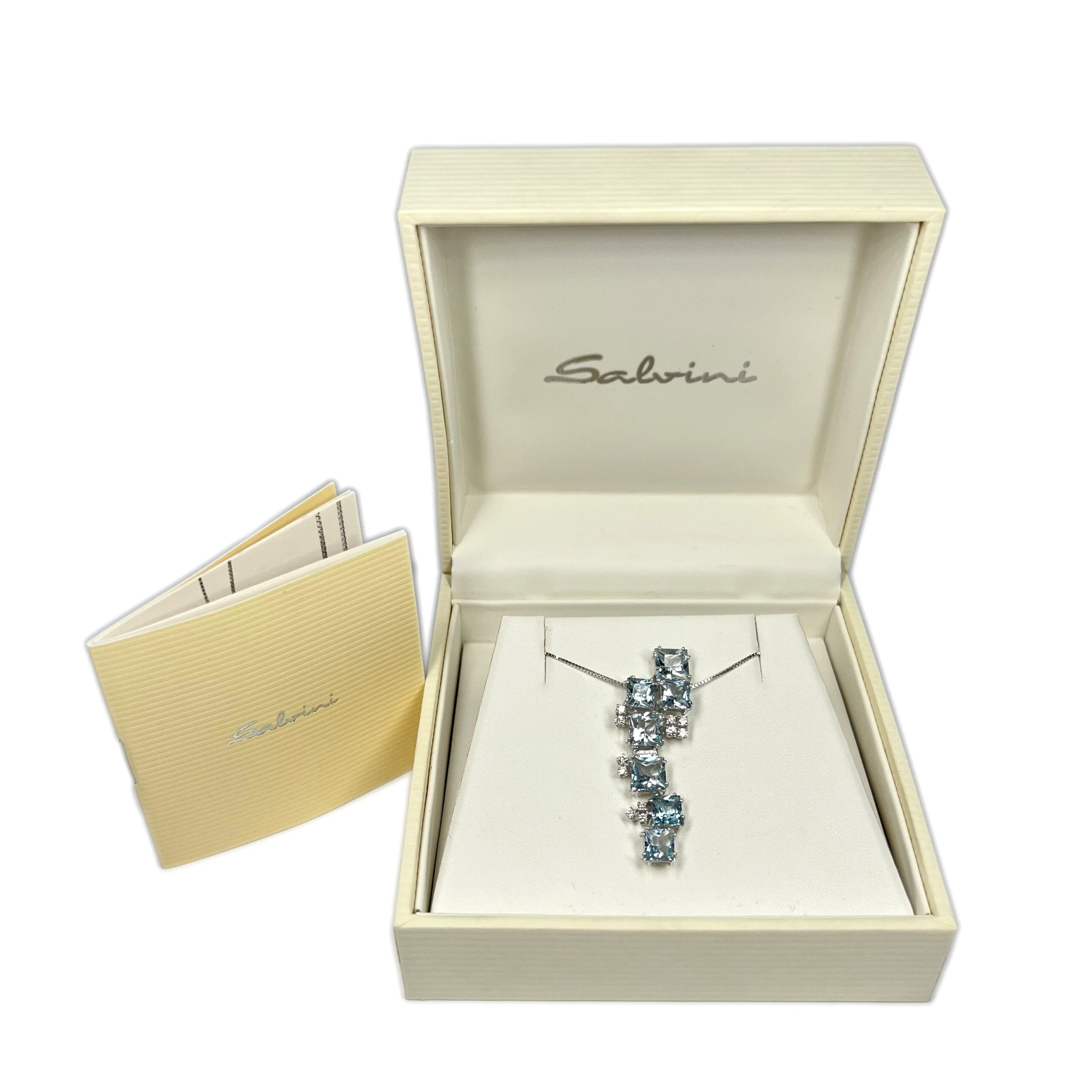 Salvini 18k White Gold Ladies Pendant with Diamonds and Aquamarines - Image 8