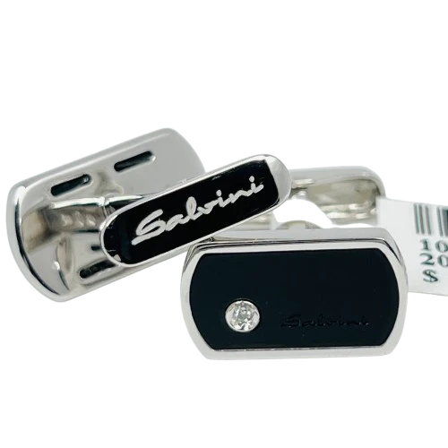 Salvini Prometeo 18k White Gold Diamonds Onyx Men's Cufflinks - Image 5