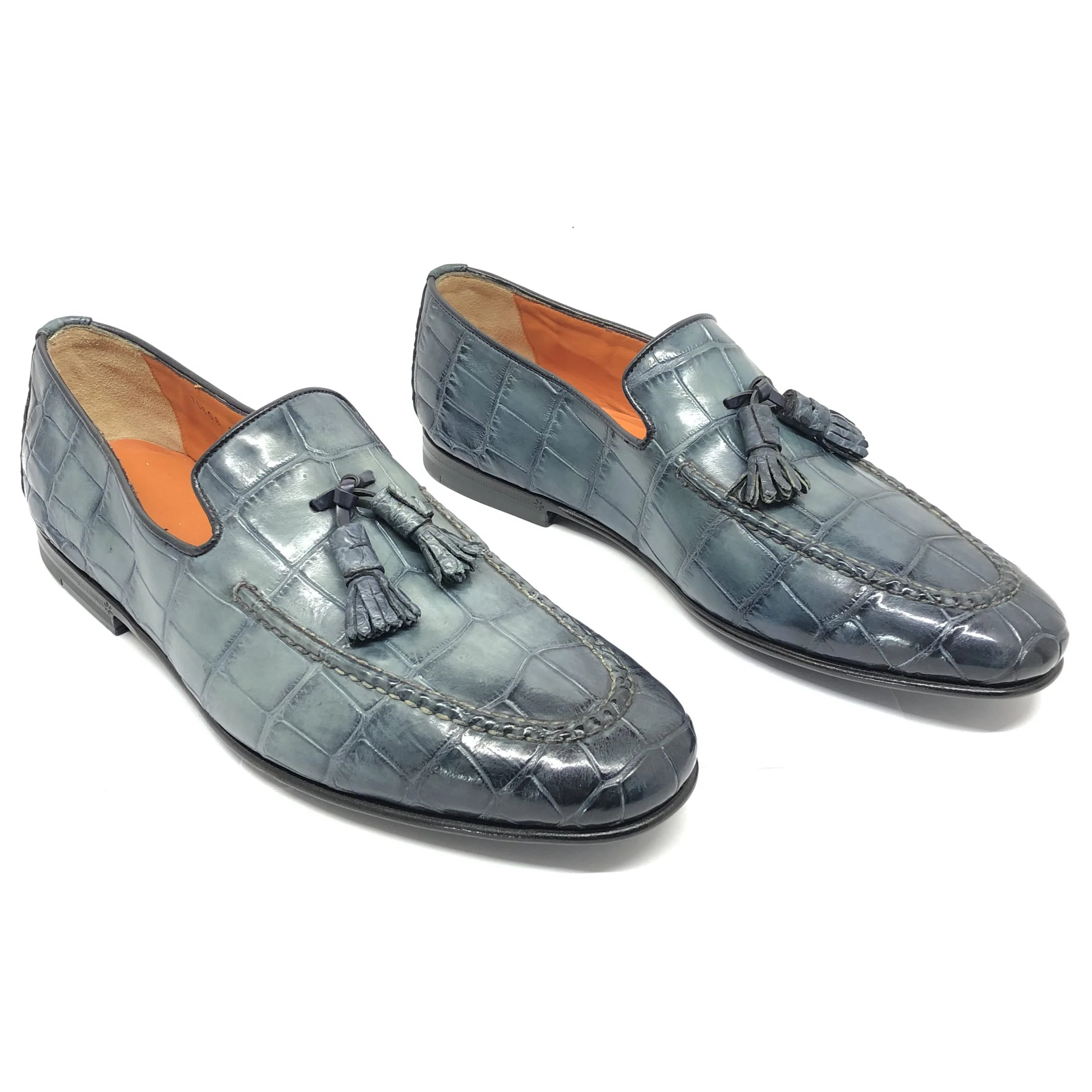 Santoni Blue Alligator Leather Men's Shoes - Image 3