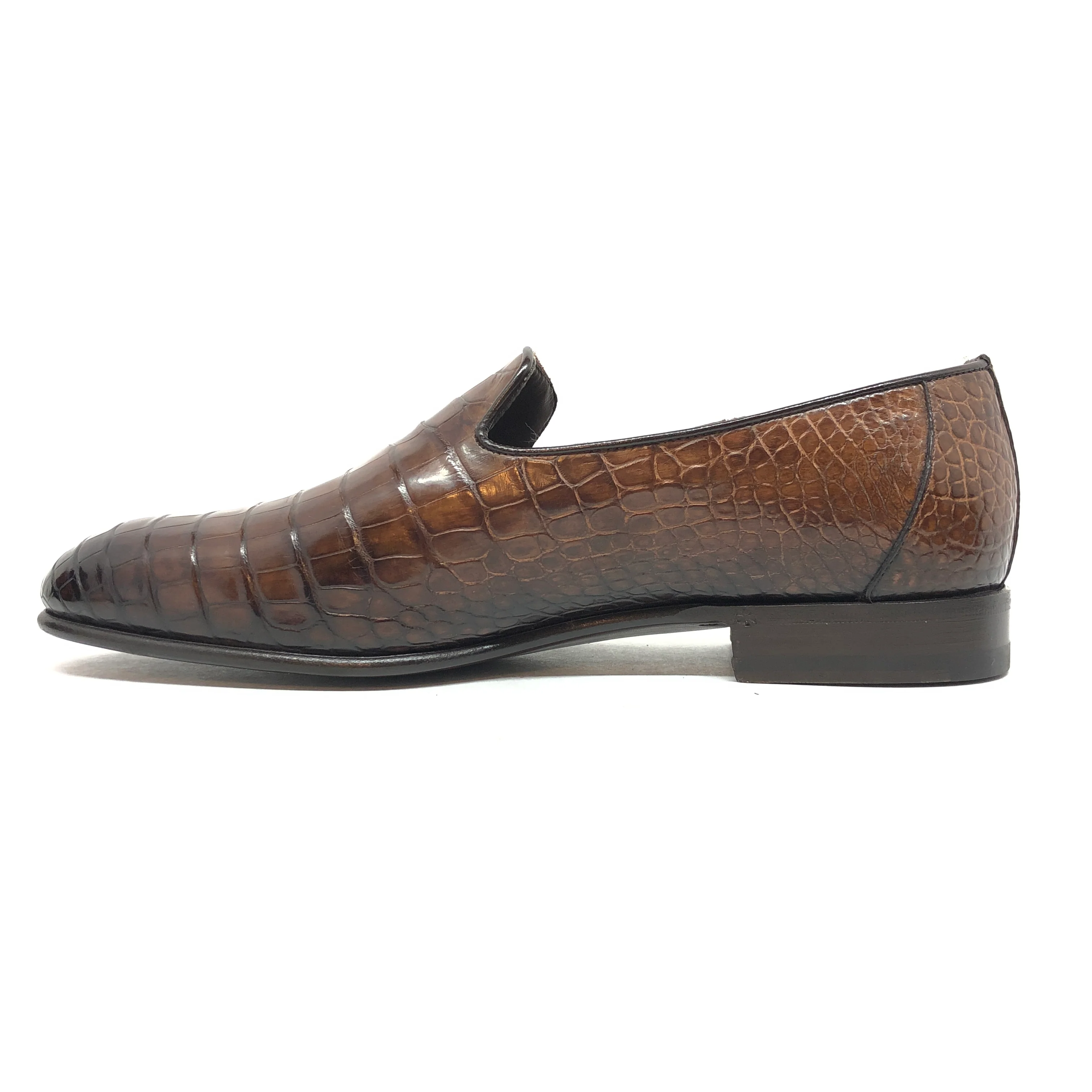Santoni Limited Edition Brown Crocodile Leather Men's Shoes - Image 5