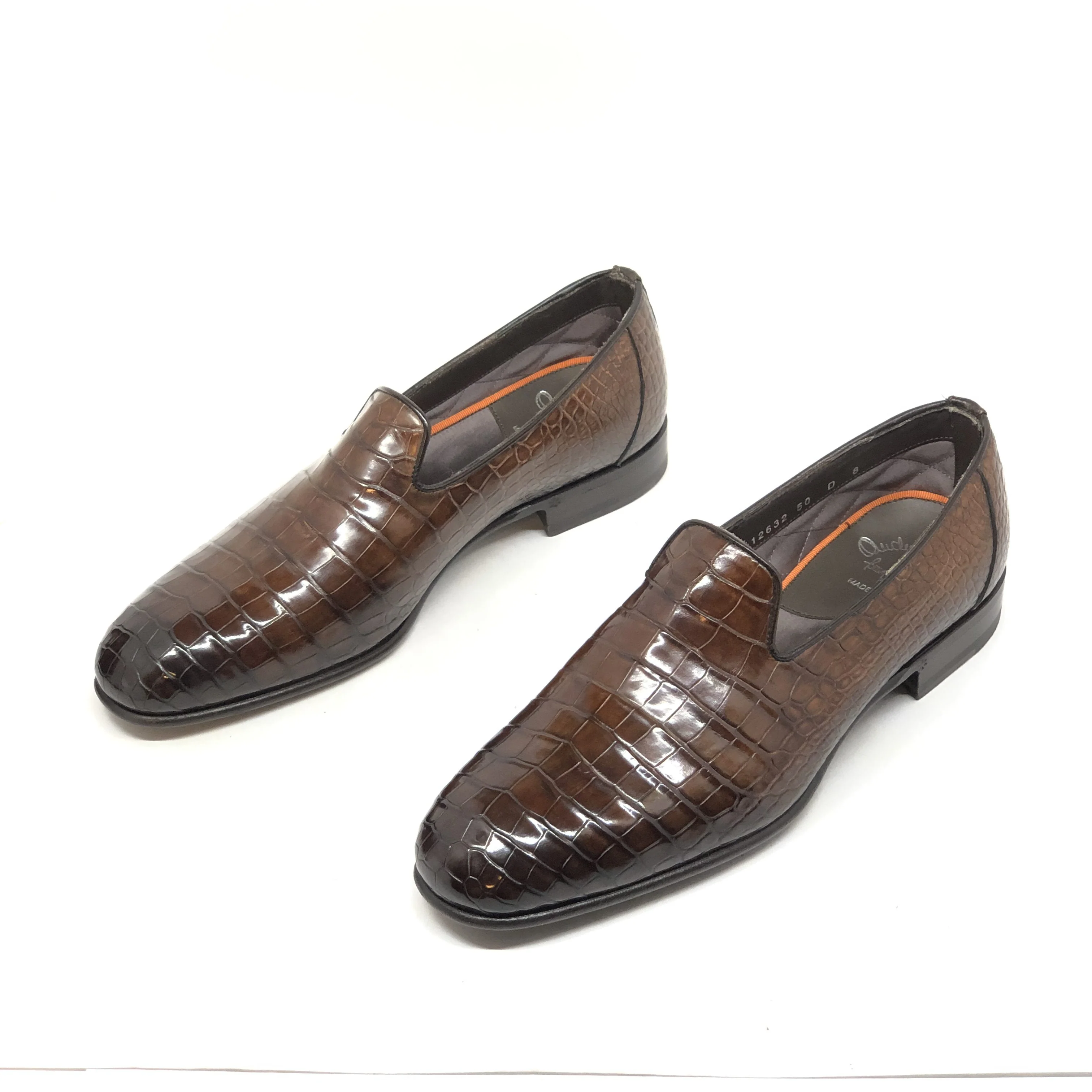 Santoni Limited Edition Brown Crocodile Leather Men's Shoes - Image 6