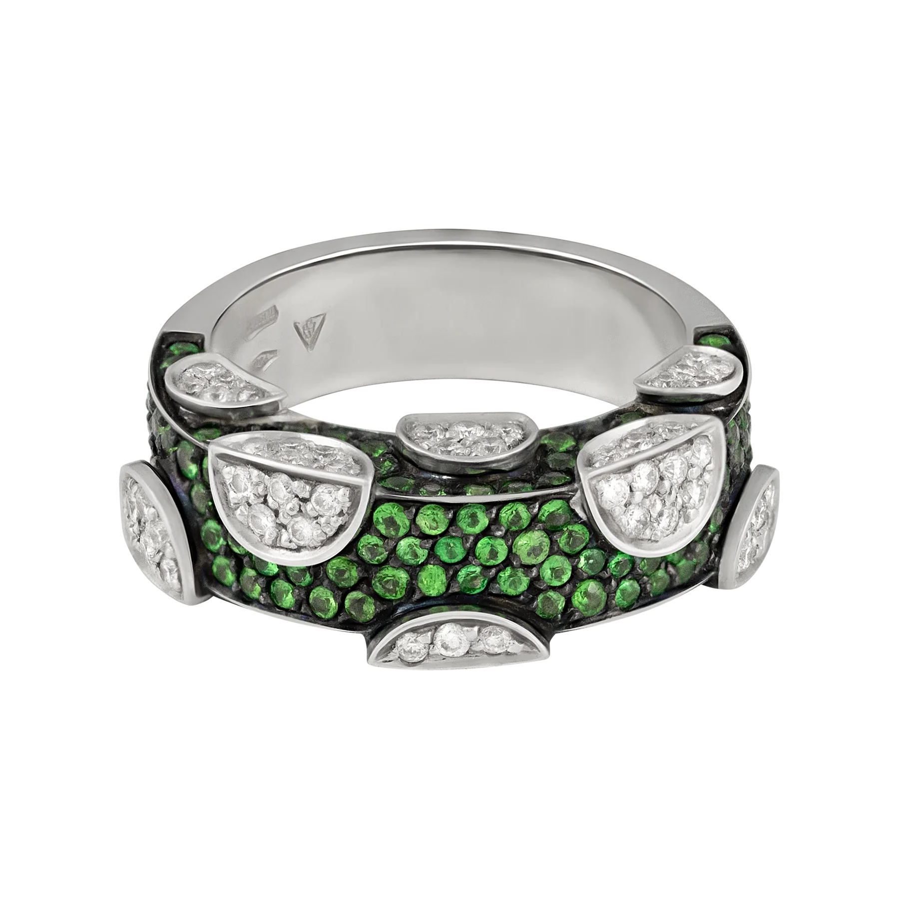 Stefan Hafner 18K White Gold Diamond & Tsavorite Lady's Ring - Image 2