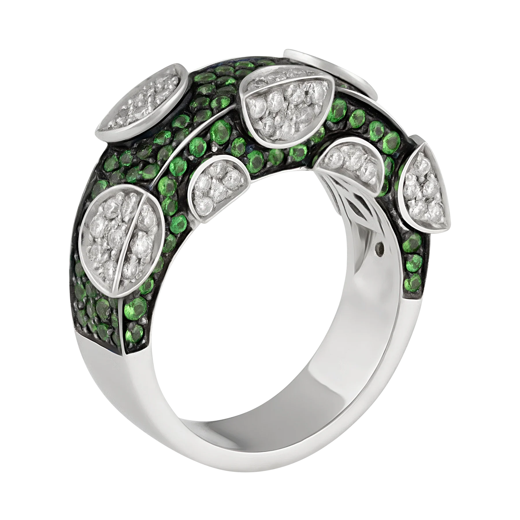 Stefan Hafner 18K White Gold Diamond & Tsavorite Lady's Ring - Image 3