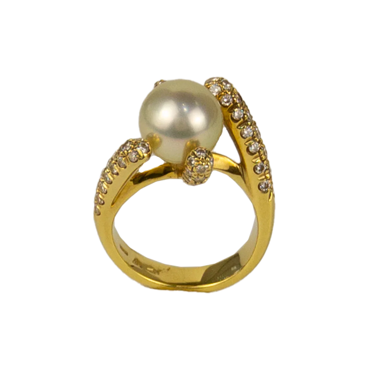 Stefan Hafner 18K Yellow Gold Diamond & Pearl Lady's Ring - Image 3