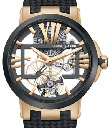 Ulysse Nardin Executive Skeleton Tourbillon 18K Rose Gold & Ceramic Men's Watch